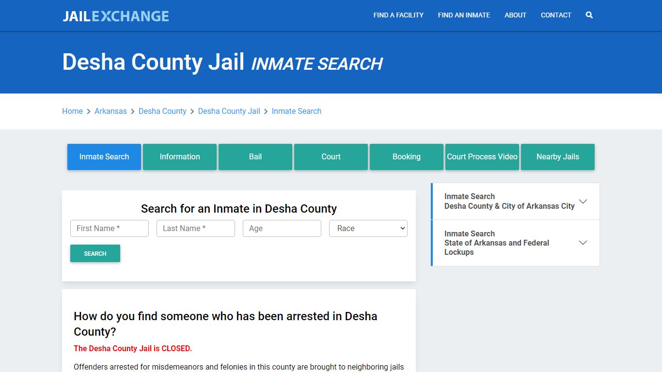 Desha County Jail, AR Inmate Search: Roster & Mugshots