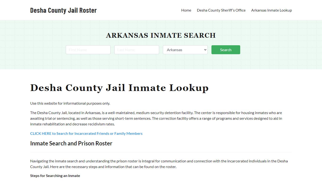 Desha County Jail Roster Lookup, AR, Inmate Search