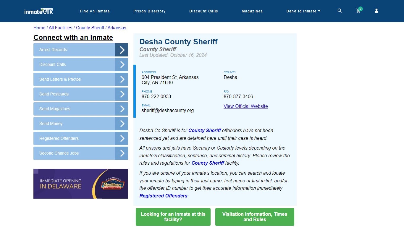 Desha County Sheriff & Arrest Search - InmateAid