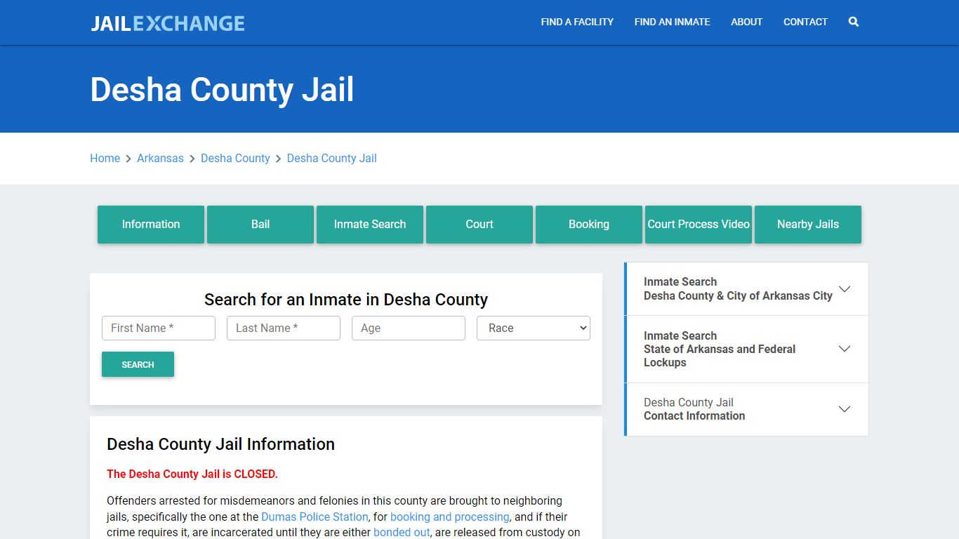 Desha County Jail Roster Lookup, AR, Inmate Search